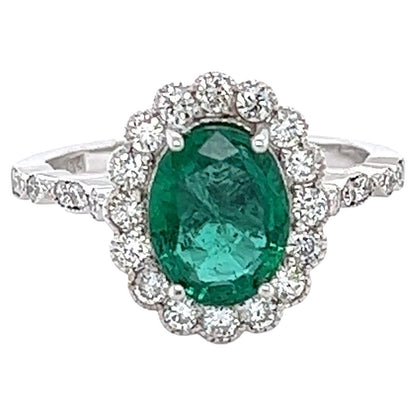 GIA Certified 2.22 Carat Natural Emerald Diamond White Gold Engagement Ring