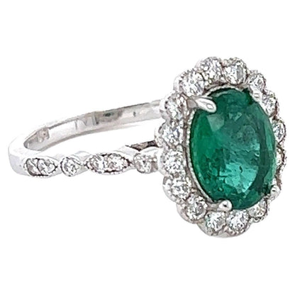 GIA Certified 2.22 Carat Natural Emerald Diamond White Gold Engagement Ring