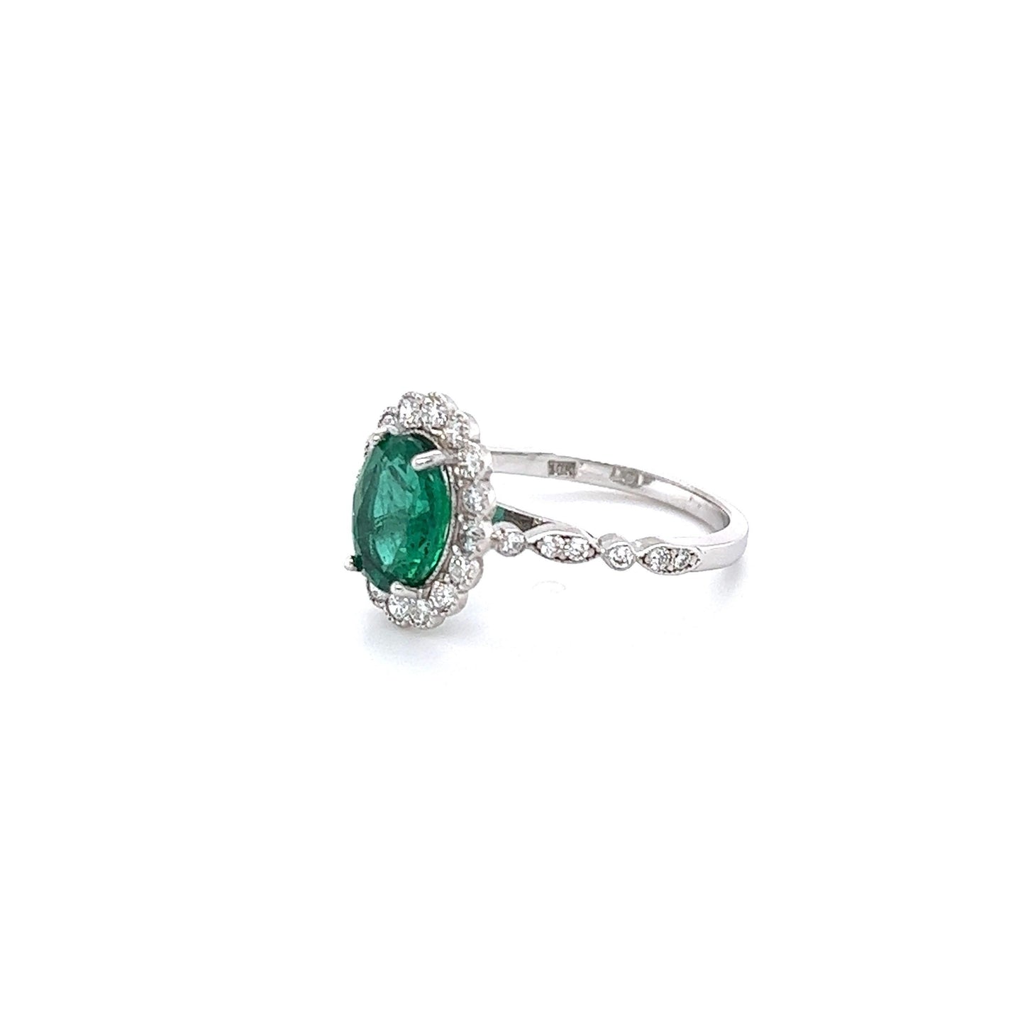 GIA Certified 2.22 Carat Natural Emerald Diamond White Gold Engagement Ring