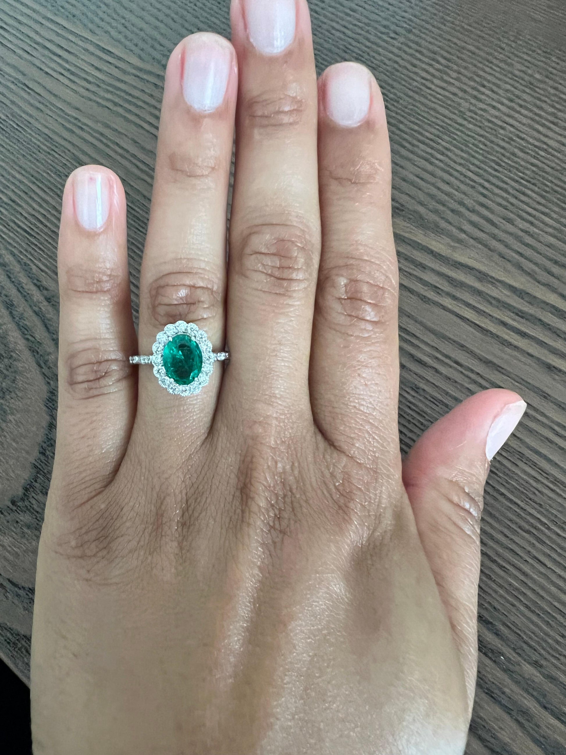 GIA Certified 2.22 Carat Natural Emerald Diamond White Gold Engagement Ring