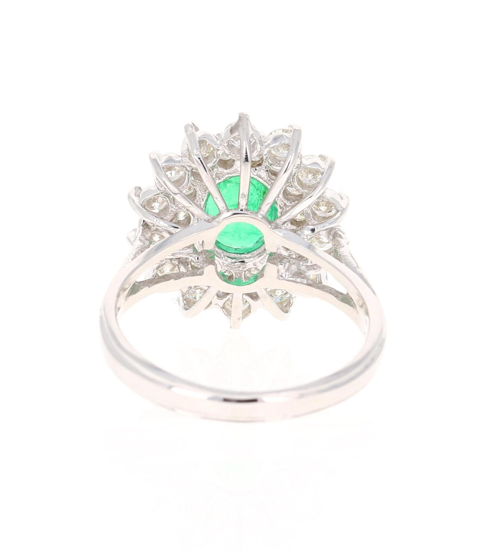 GIA Certified 2.29 Carat Emerald Diamond 18 Karat White Gold Engagement Ring