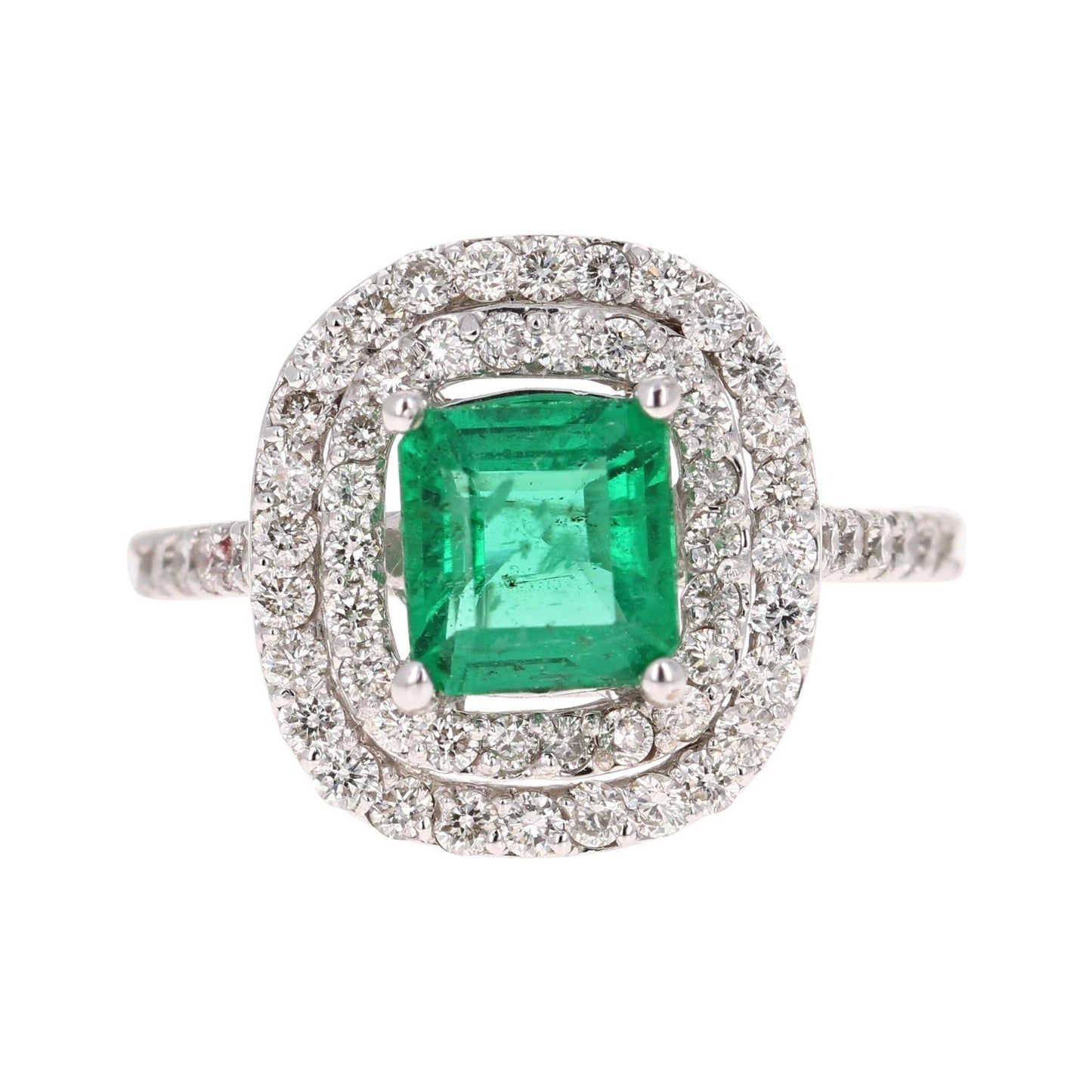 GIA Certified 2.37 Carat Emerald Diamond 18 Karat White Gold Engagement Ring