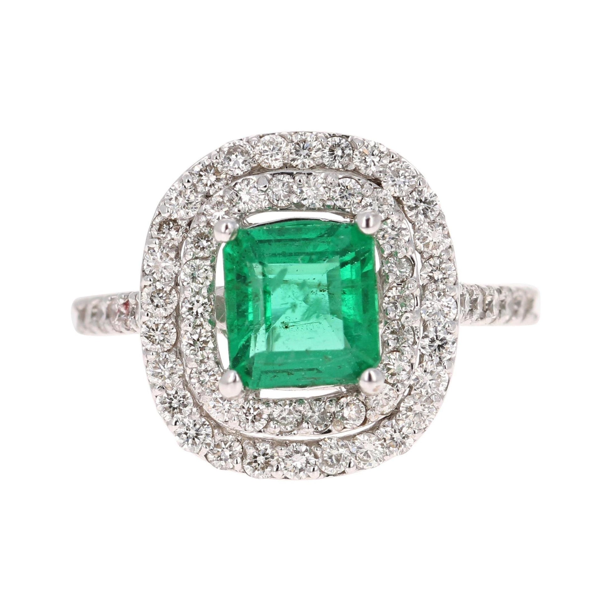 GIA Certified 2.37 Carat Emerald Diamond 18 Karat White Gold Engagement Ring