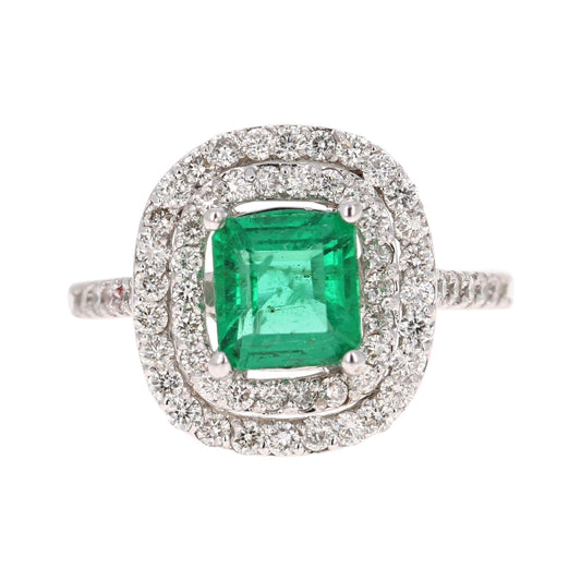 GIA Certified 2.37 Carat Emerald Diamond 18 Karat White Gold Engagement Ring