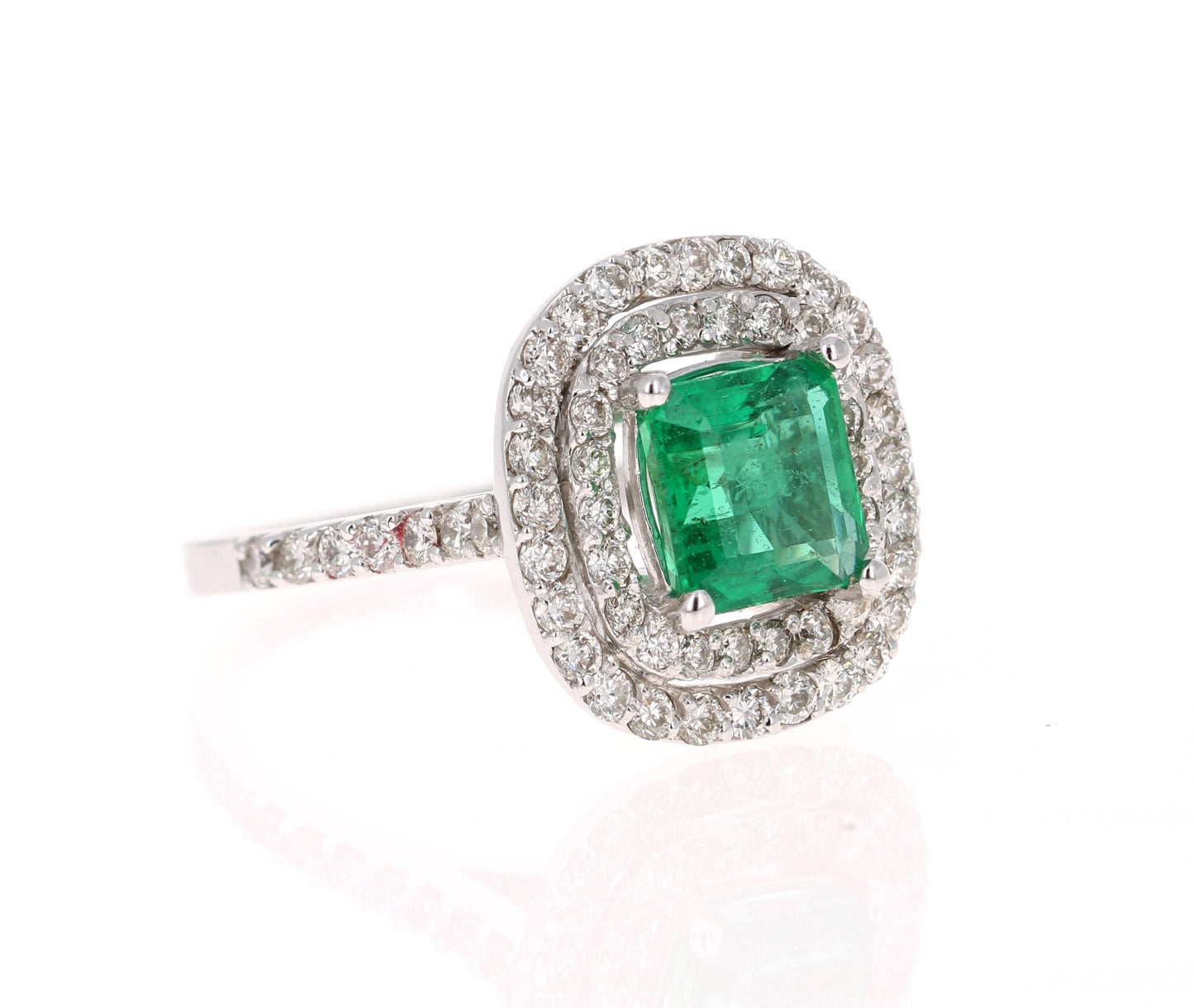 GIA Certified 2.37 Carat Emerald Diamond 18 Karat White Gold Engagement Ring
