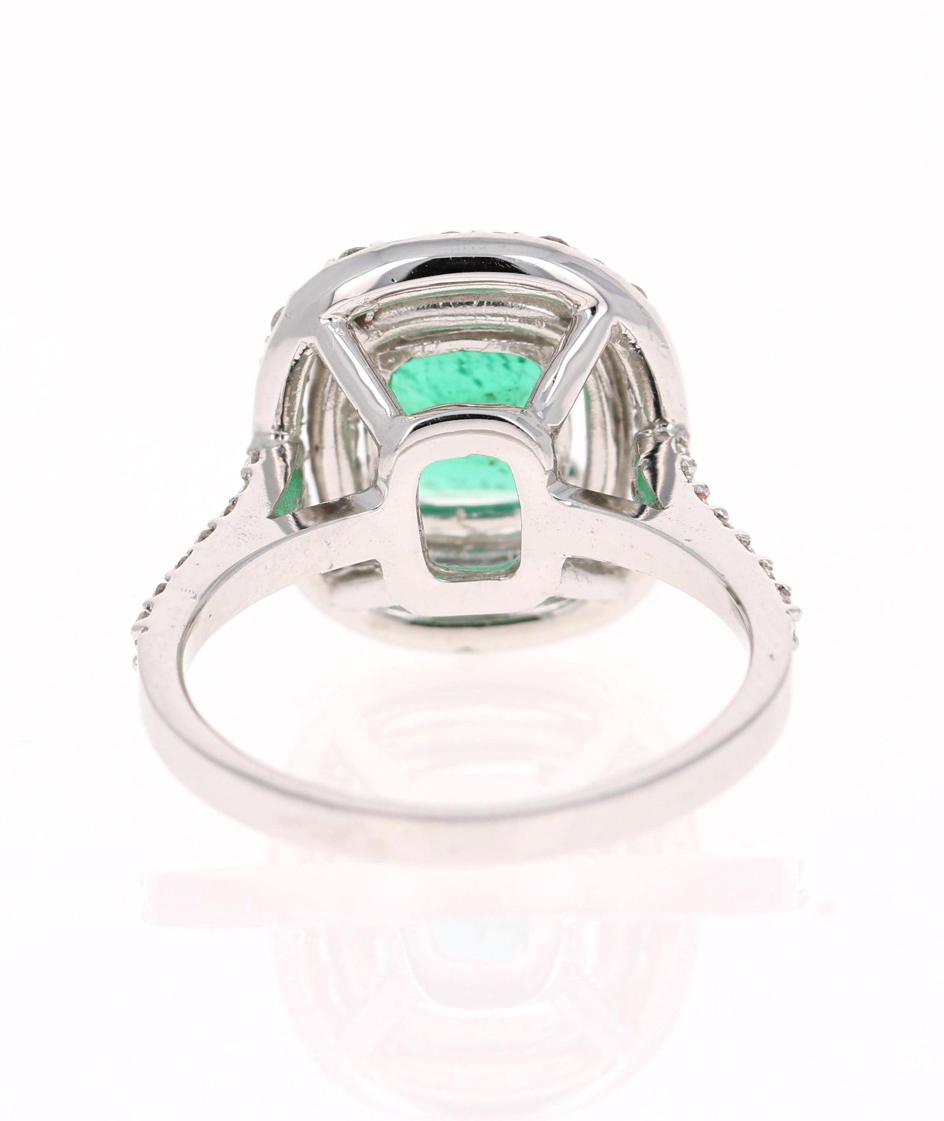 GIA Certified 2.37 Carat Emerald Diamond 18 Karat White Gold Engagement Ring