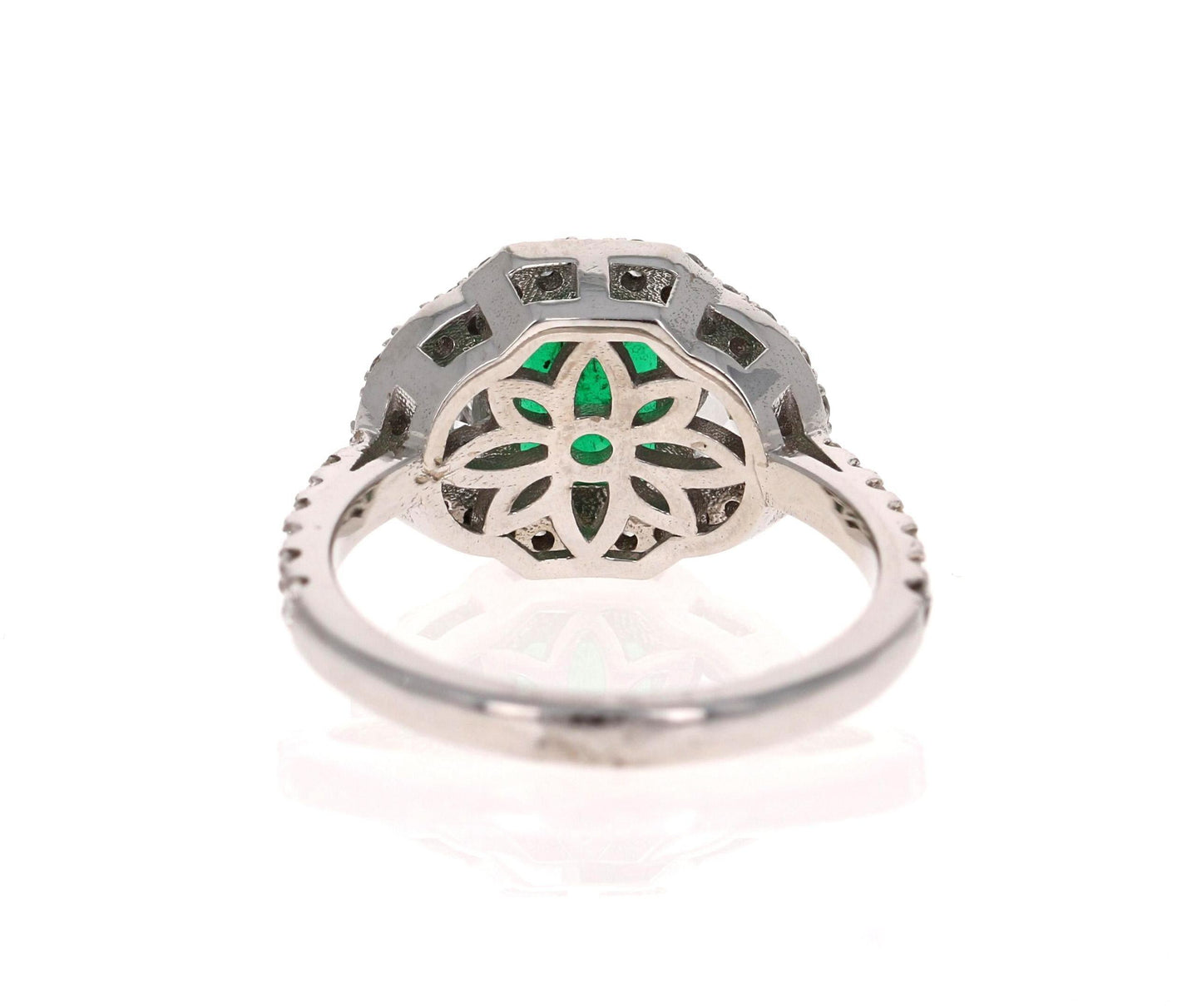 GIA Certified 2.42 Carat Emerald Diamond 18 Karat White Gold Three-Stone Ring