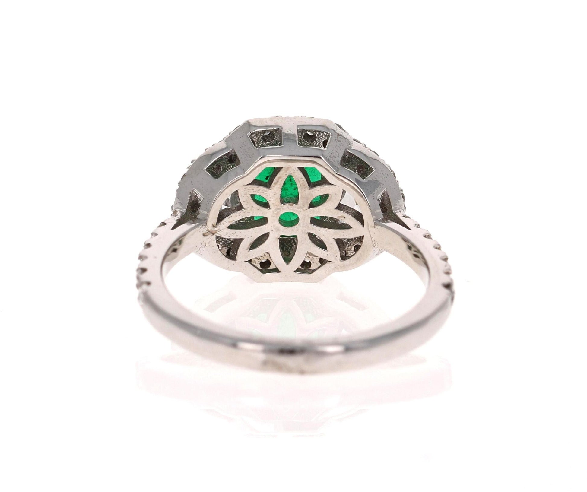 GIA Certified 2.42 Carat Emerald Diamond 18 Karat White Gold Three-Stone Ring