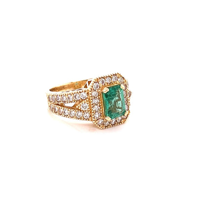 GIA Certified 2.44 Carat Emerald Diamond 14 Karat Yellow Gold Ring