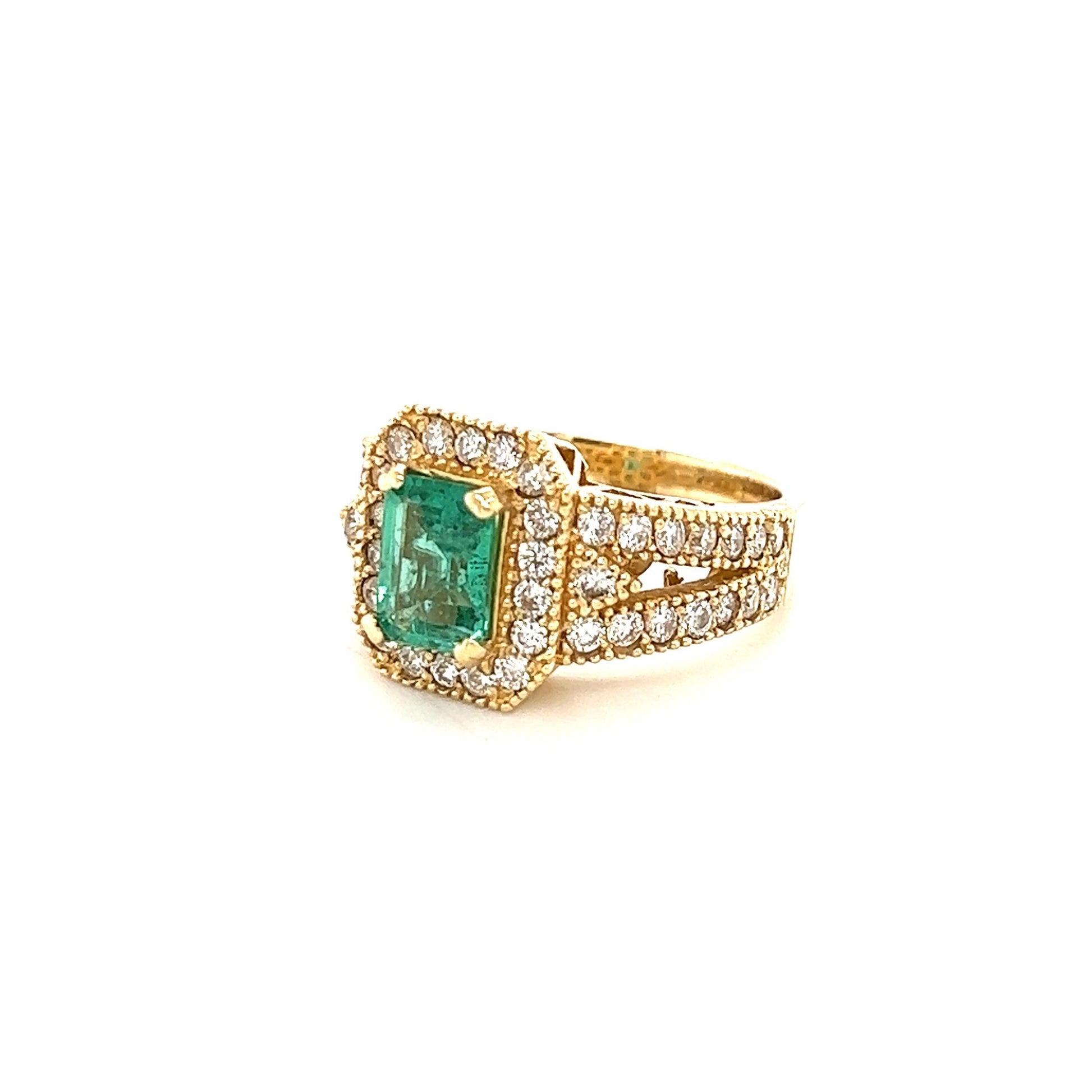 GIA Certified 2.44 Carat Emerald Diamond 14 Karat Yellow Gold Ring