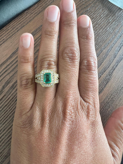 GIA Certified 2.44 Carat Emerald Diamond 14 Karat Yellow Gold Ring