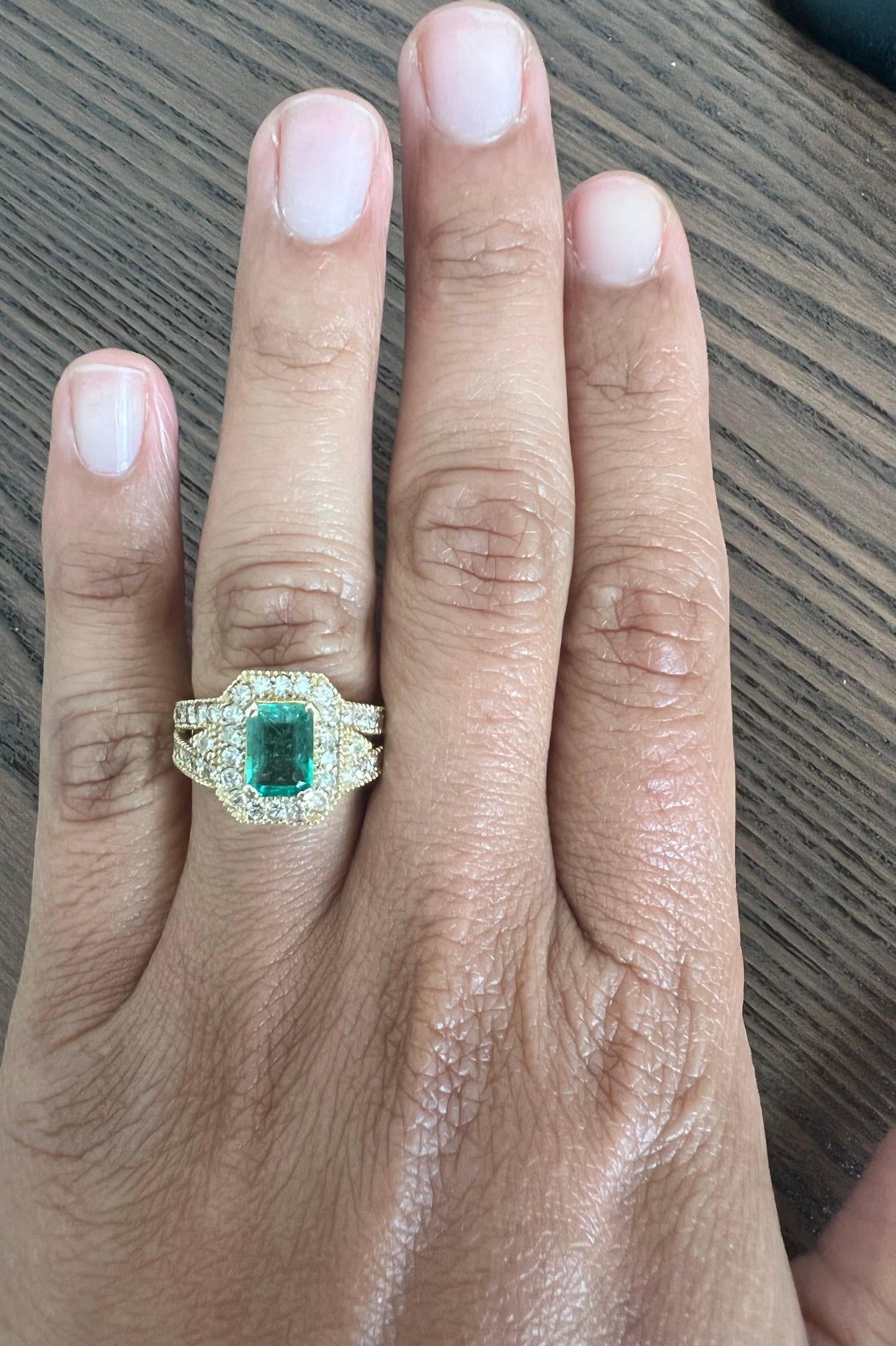 GIA Certified 2.44 Carat Emerald Diamond 14 Karat Yellow Gold Ring