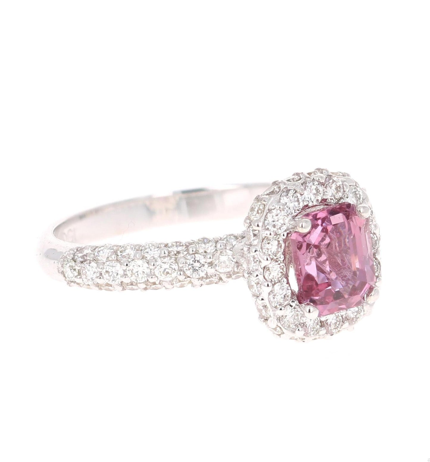 GIA Certified 2.44 Carat Pink Sapphire Diamond White Gold Engagement Ring