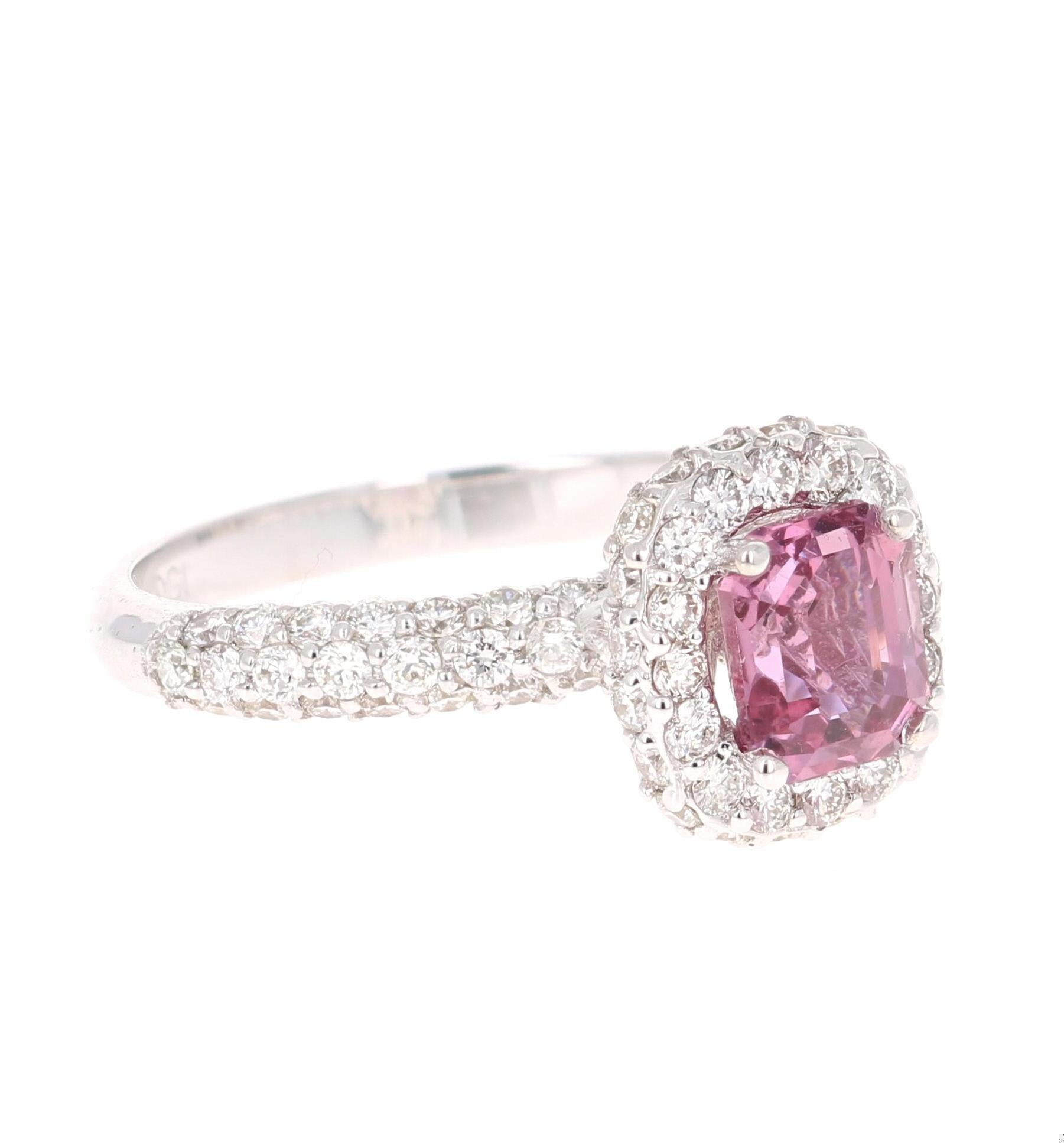 GIA Certified 2.44 Carat Pink Sapphire Diamond White Gold Engagement Ring