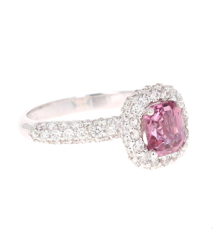 GIA Certified 2.44 Carat Pink Sapphire Diamond White Gold Engagement Ring