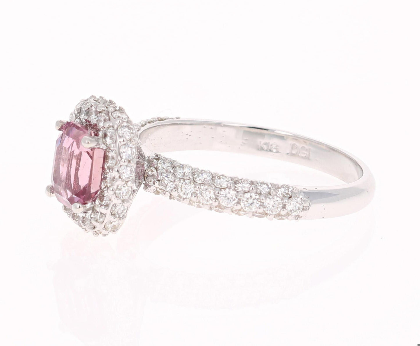GIA Certified 2.44 Carat Pink Sapphire Diamond White Gold Engagement Ring