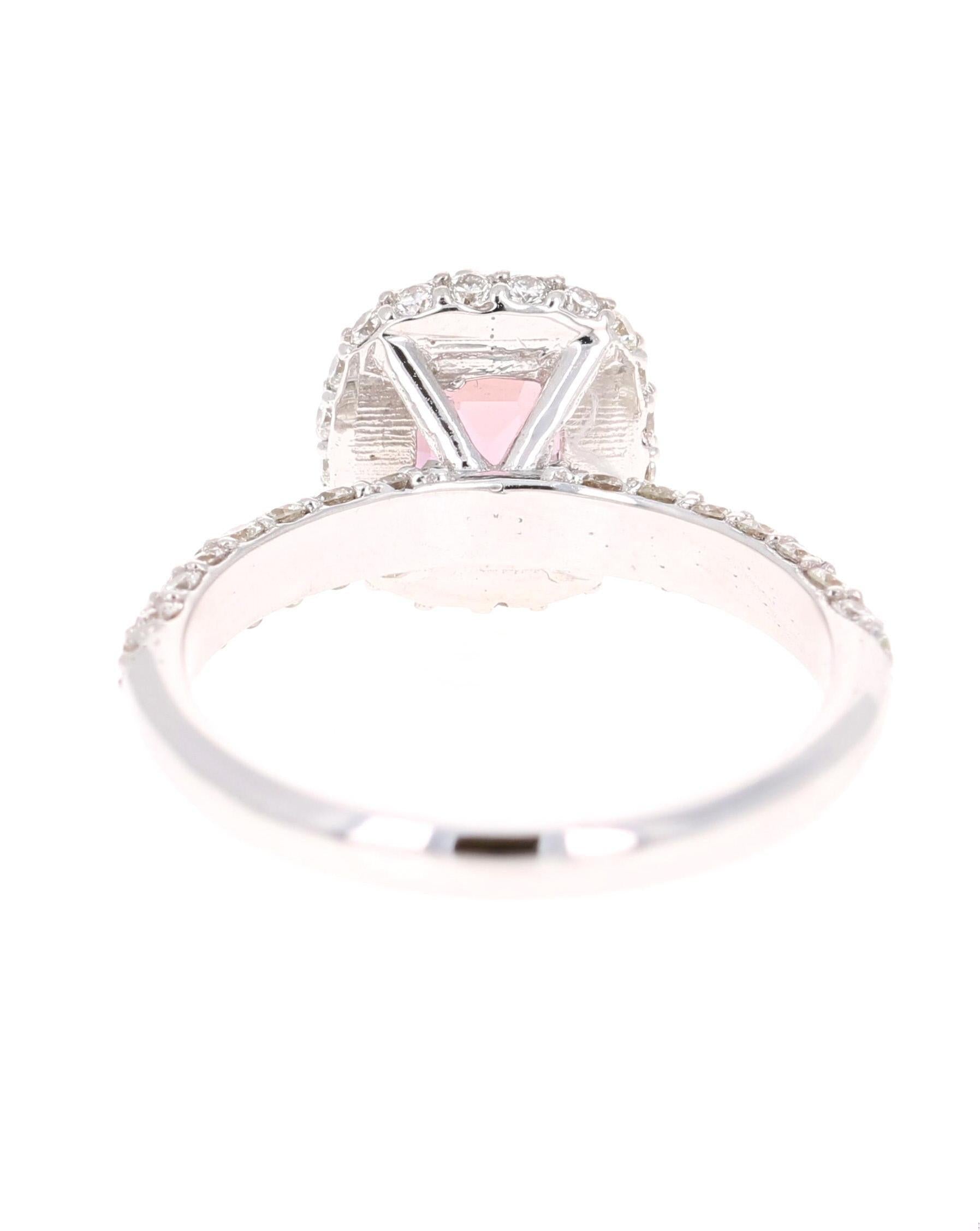 GIA Certified 2.44 Carat Pink Sapphire Diamond White Gold Engagement Ring