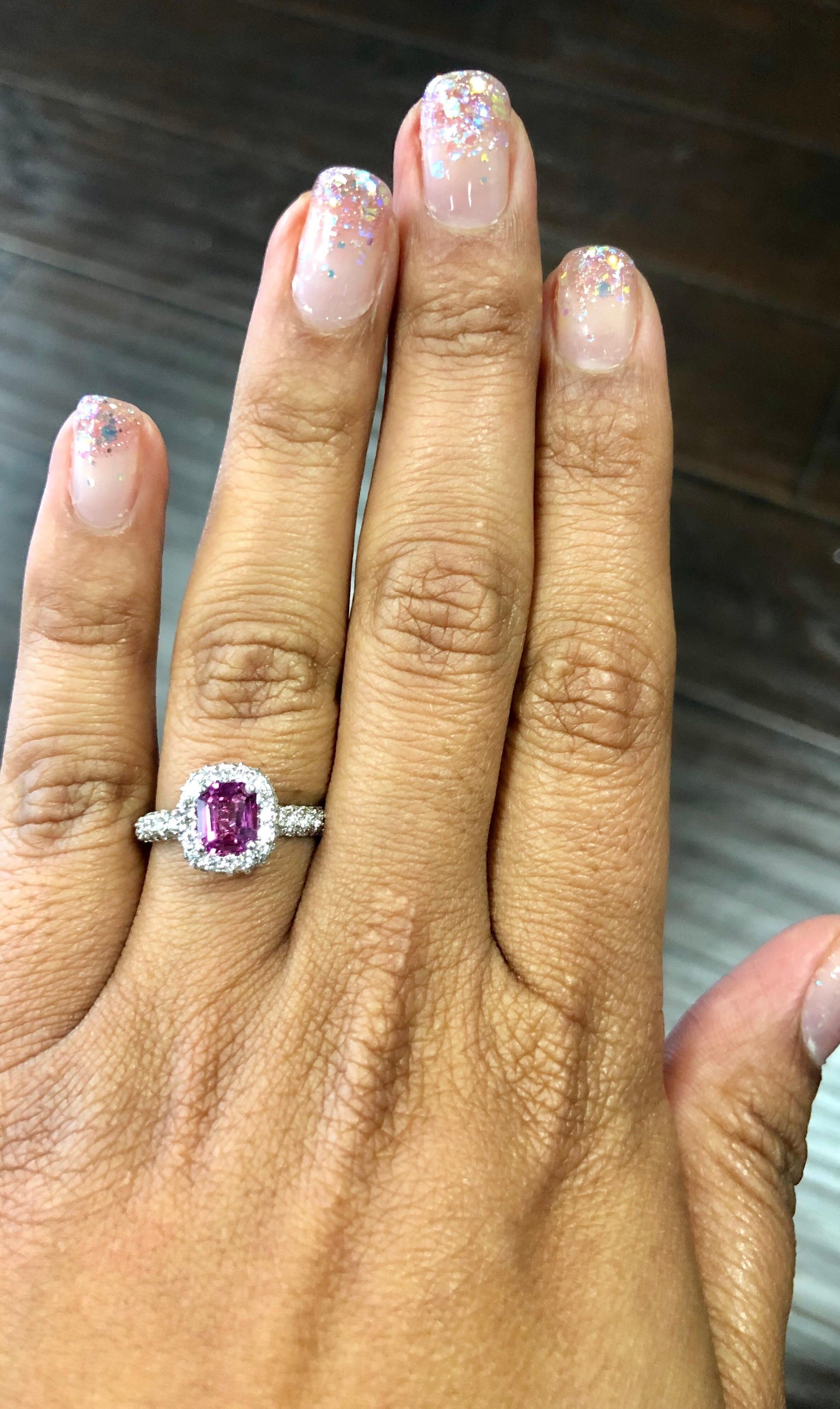 GIA Certified 2.44 Carat Pink Sapphire Diamond White Gold Engagement Ring
