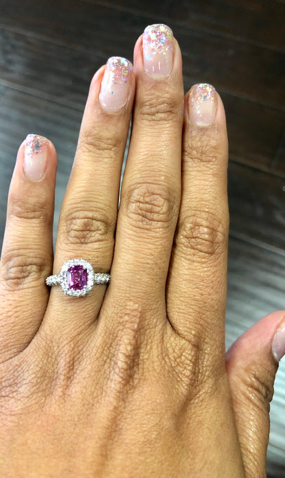 GIA Certified 2.44 Carat Pink Sapphire Diamond White Gold Engagement Ring
