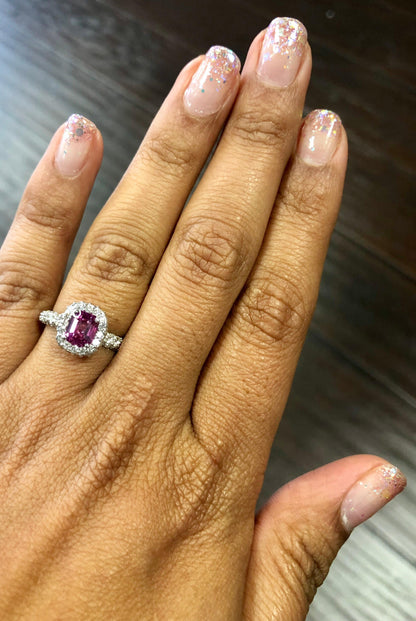 GIA Certified 2.44 Carat Pink Sapphire Diamond White Gold Engagement Ring
