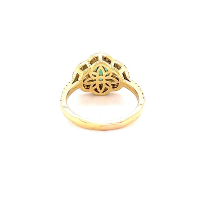 GIA Certified 2.45 Carat Emerald Diamond 18 Karat Yellow Gold Three Stone Ring