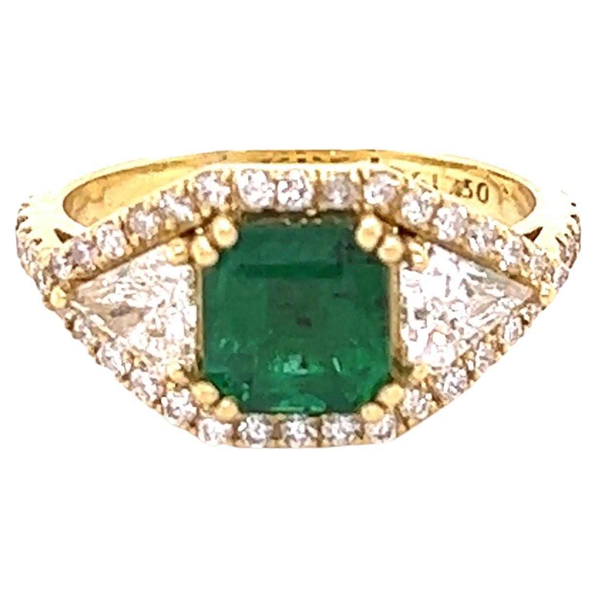 GIA Certified 2.50 Carat Emerald Diamond 18 Karat Yellow Gold Bridal Ring