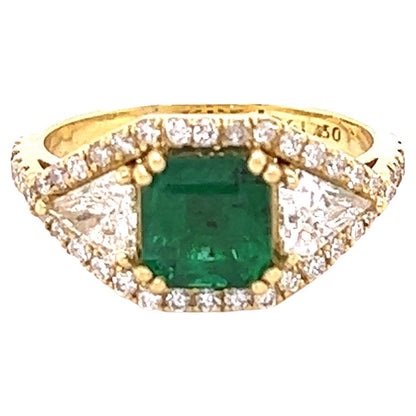 GIA Certified 2.50 Carat Emerald Diamond 18 Karat Yellow Gold Bridal Ring