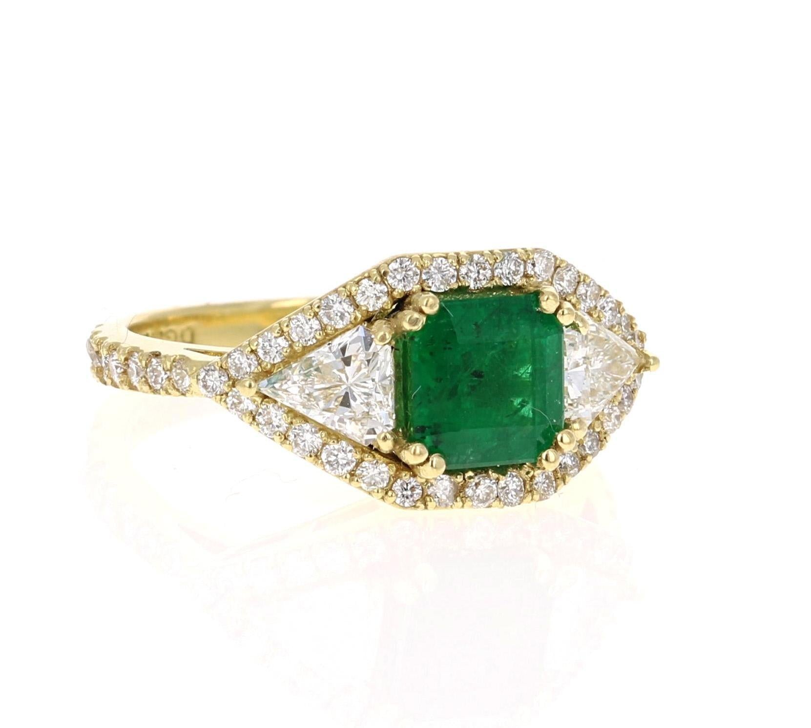 GIA Certified 2.50 Carat Emerald Diamond 18 Karat Yellow Gold Bridal Ring
