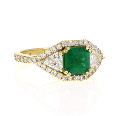 GIA Certified 2.50 Carat Emerald Diamond 18 Karat Yellow Gold Bridal Ring