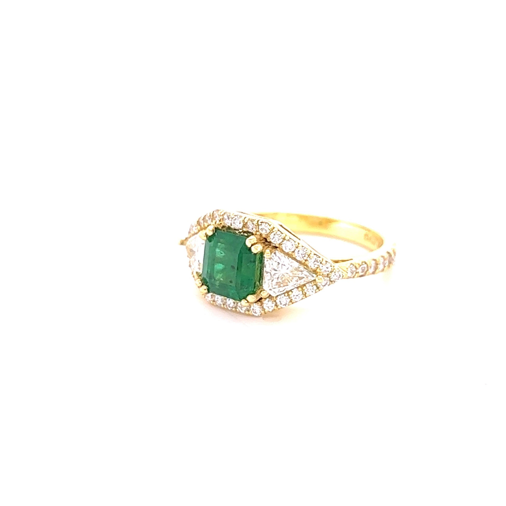 GIA Certified 2.50 Carat Emerald Diamond 18 Karat Yellow Gold Bridal Ring