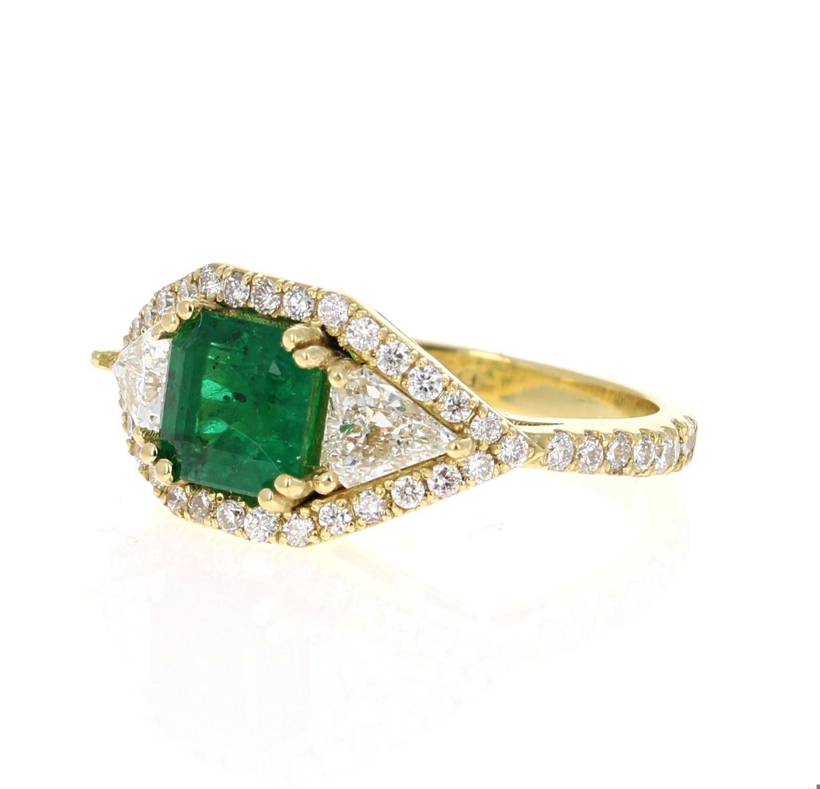 GIA Certified 2.50 Carat Emerald Diamond 18 Karat Yellow Gold Bridal Ring