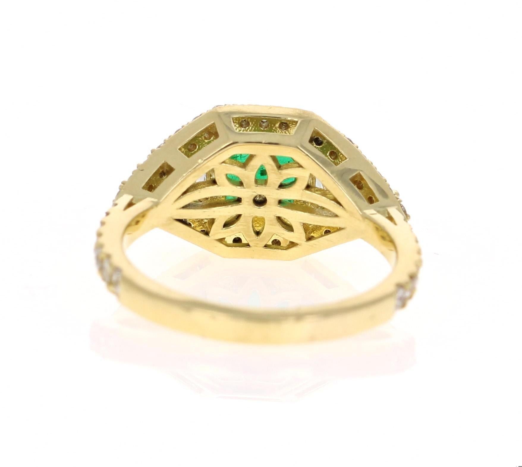 GIA Certified 2.50 Carat Emerald Diamond 18 Karat Yellow Gold Bridal Ring