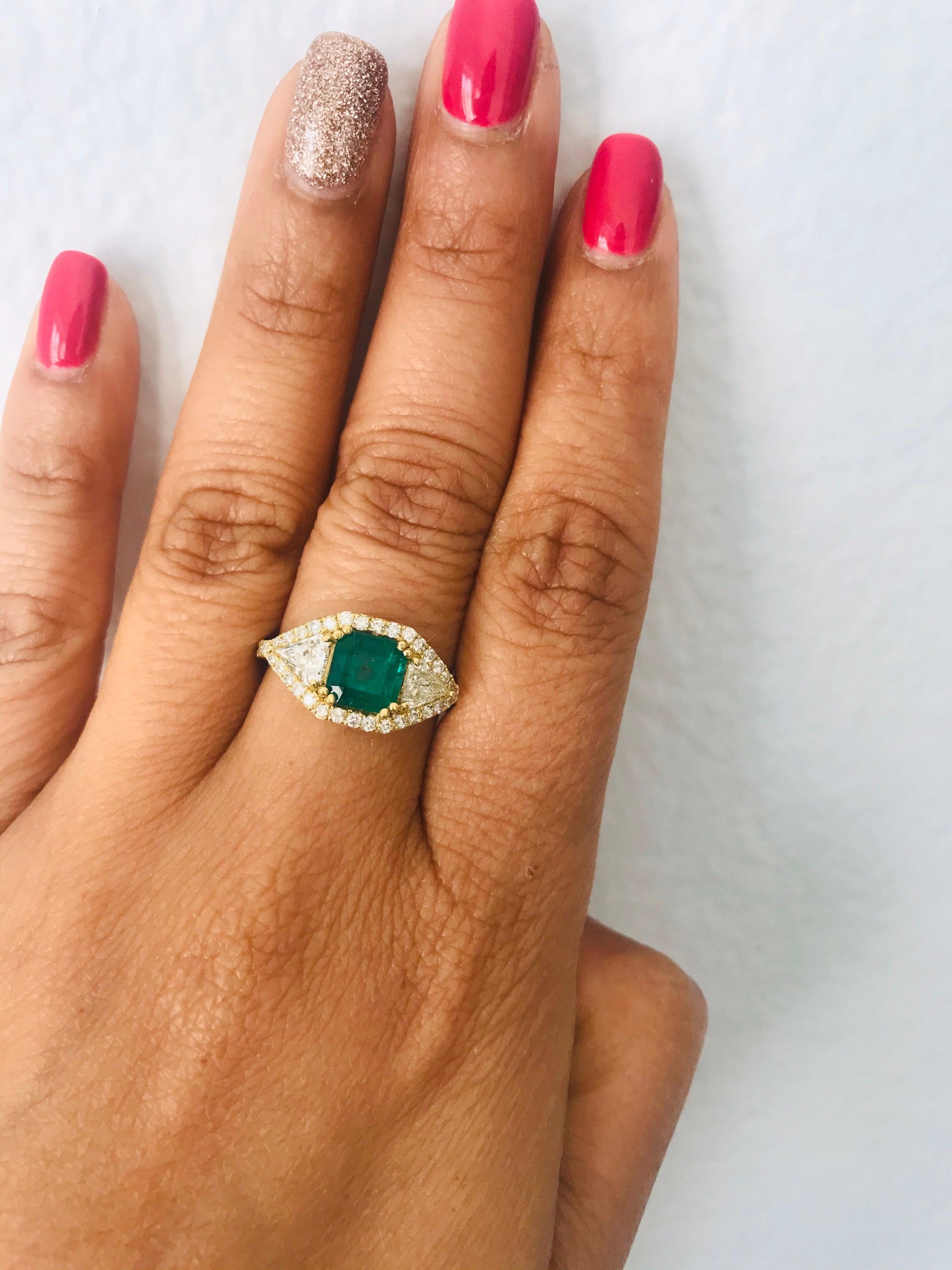 GIA Certified 2.50 Carat Emerald Diamond 18 Karat Yellow Gold Bridal Ring