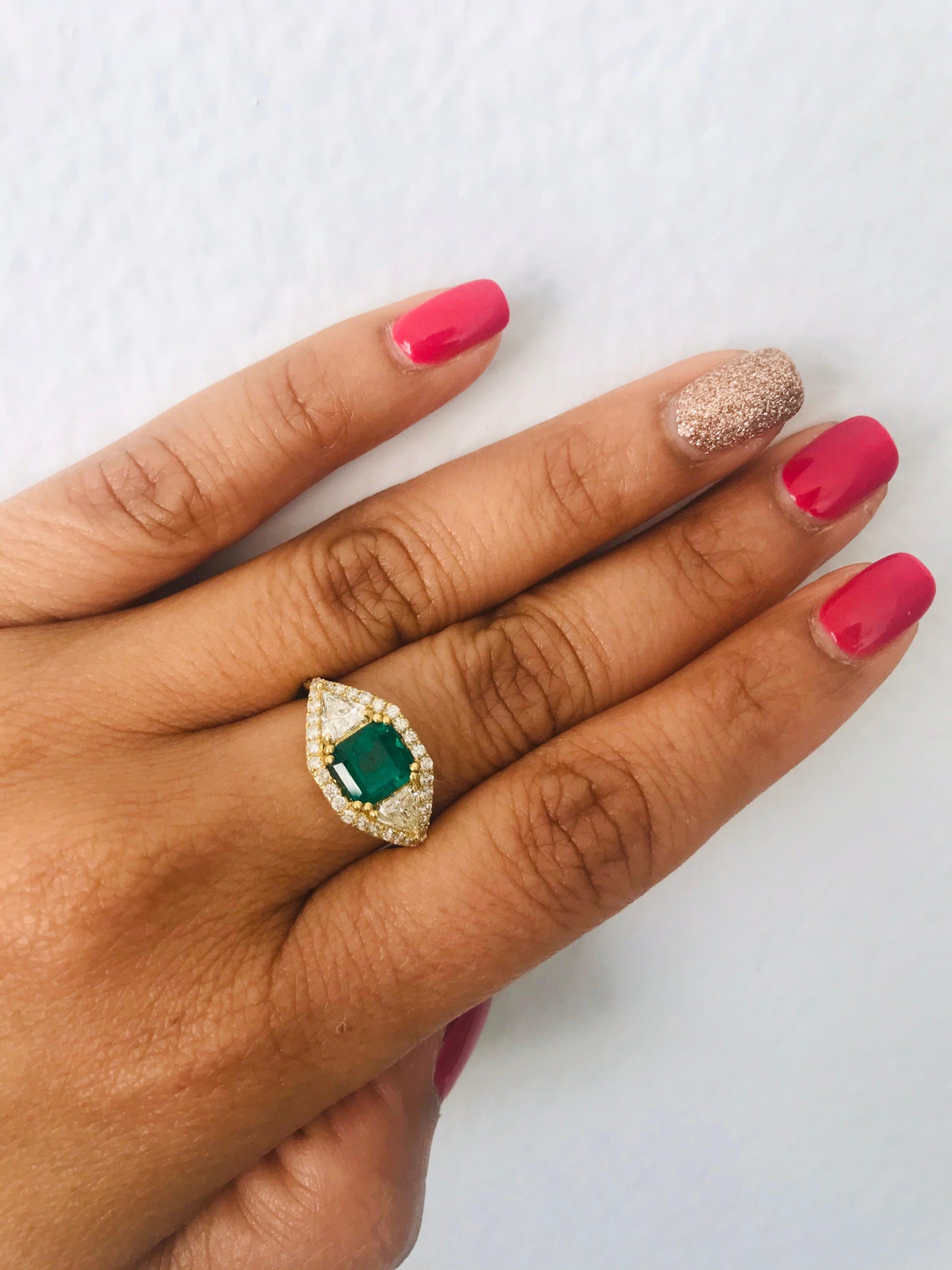 GIA Certified 2.50 Carat Emerald Diamond 18 Karat Yellow Gold Bridal Ring