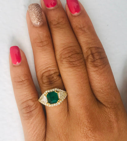 GIA Certified 2.50 Carat Emerald Diamond 18 Karat Yellow Gold Bridal Ring