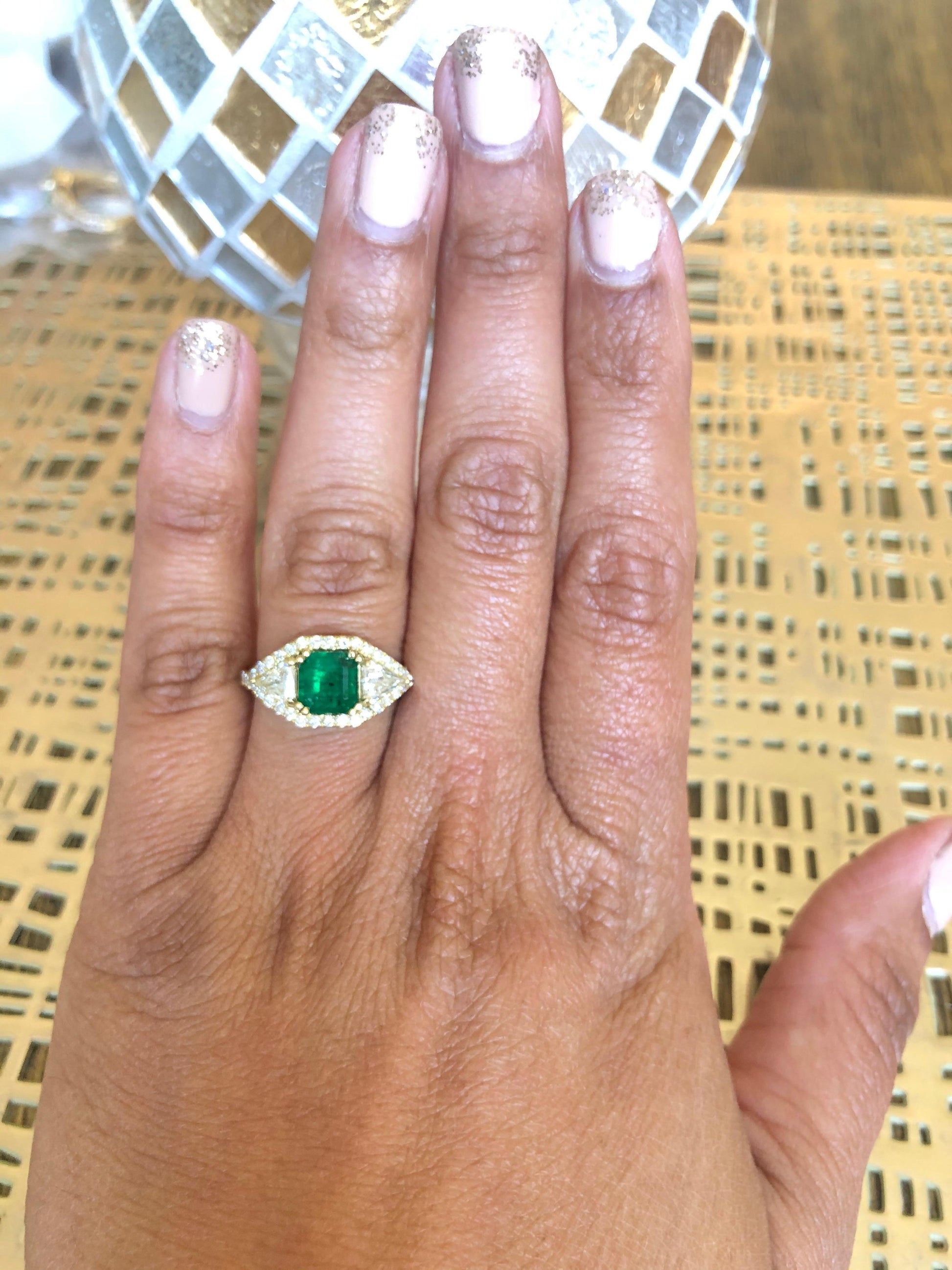 GIA Certified 2.50 Carat Emerald Diamond 18 Karat Yellow Gold Bridal Ring