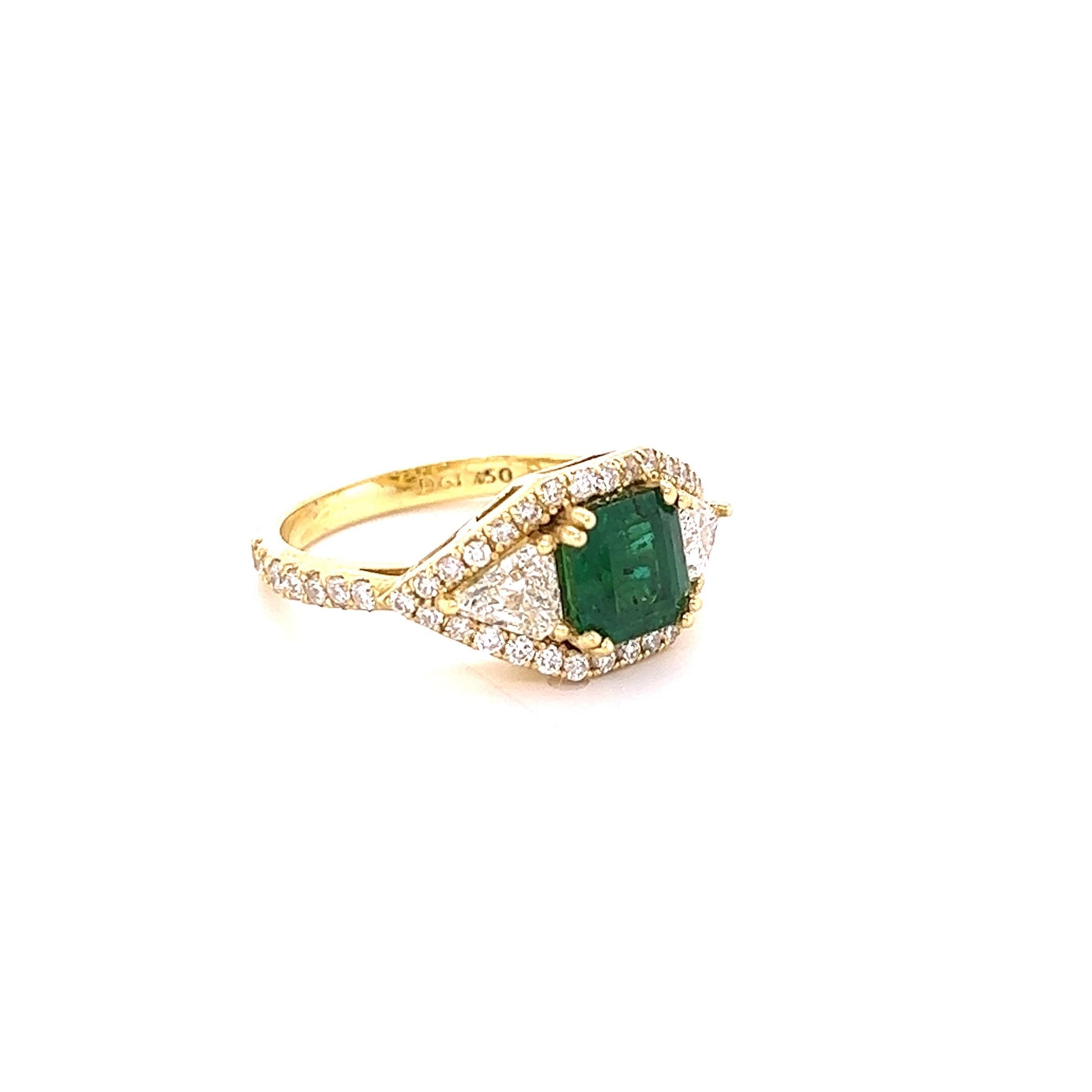 GIA Certified 2.50 Carat Emerald Diamond 18 Karat Yellow Gold Bridal Ring