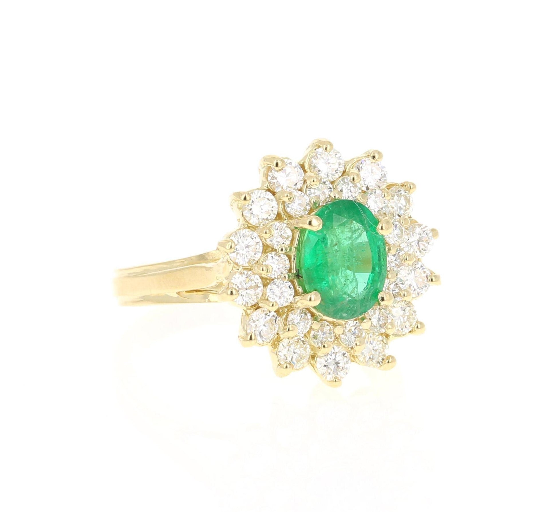 GIA Certified 2.54 Carat Emerald Diamond 18 Karat Yellow Gold Engagement Ring