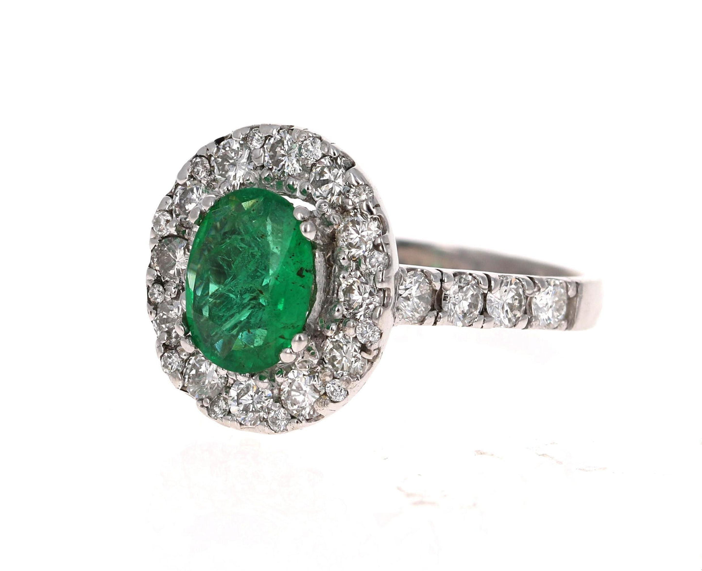 GIA Certified 2.66 Carat Emerald Diamond 14 Karat White Gold Engagement Ring