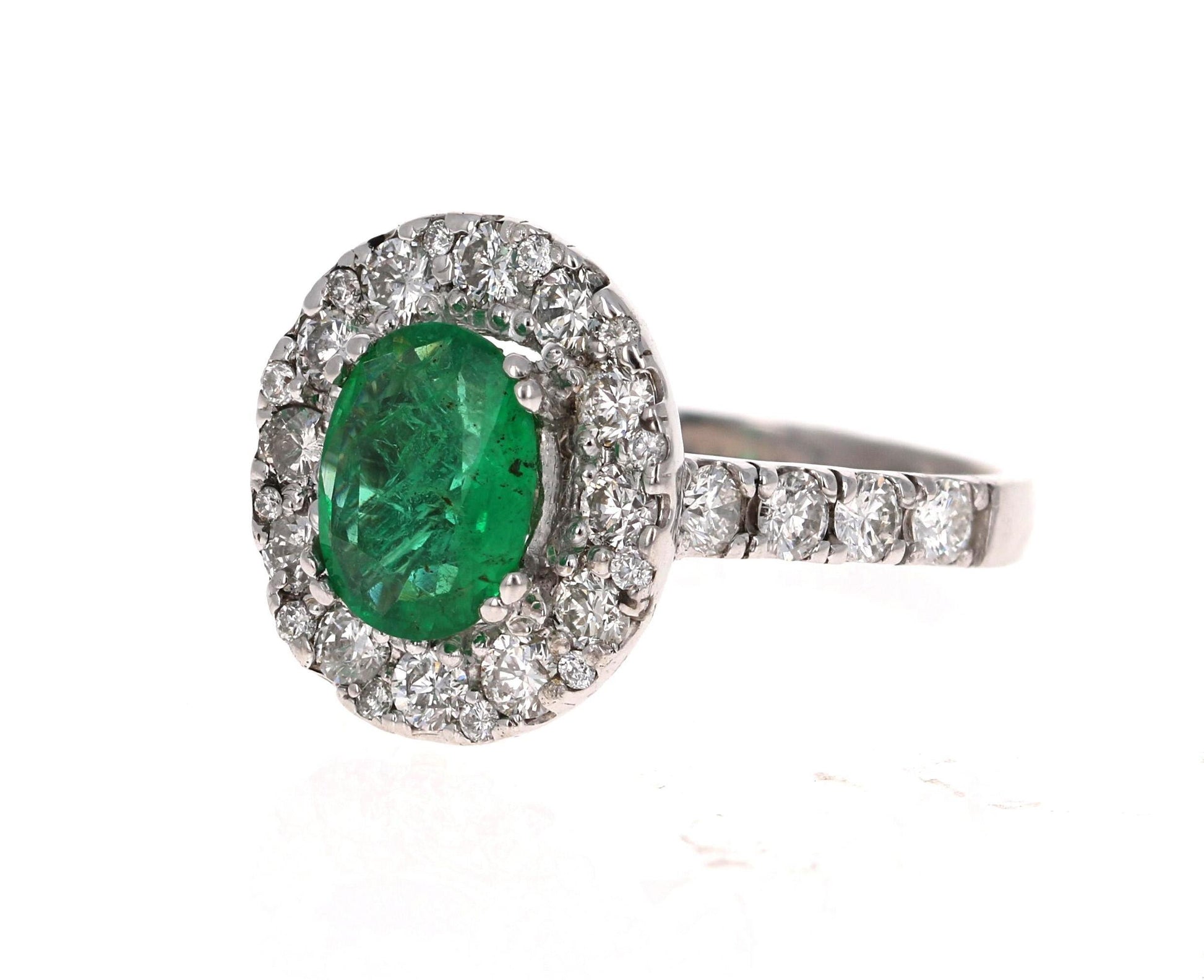 GIA Certified 2.66 Carat Emerald Diamond 14 Karat White Gold Engagement Ring