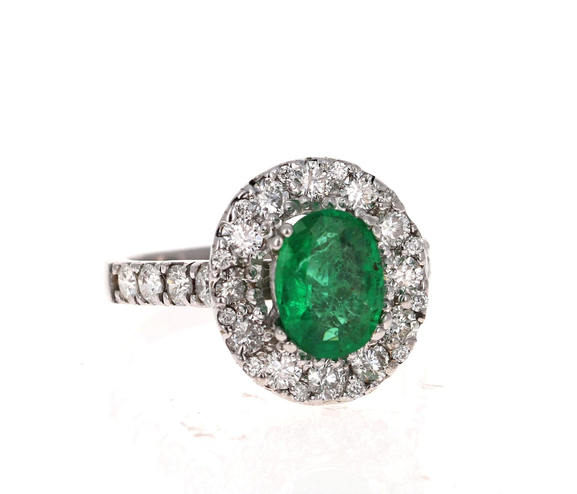 GIA Certified 2.66 Carat Emerald Diamond 14 Karat White Gold Engagement Ring