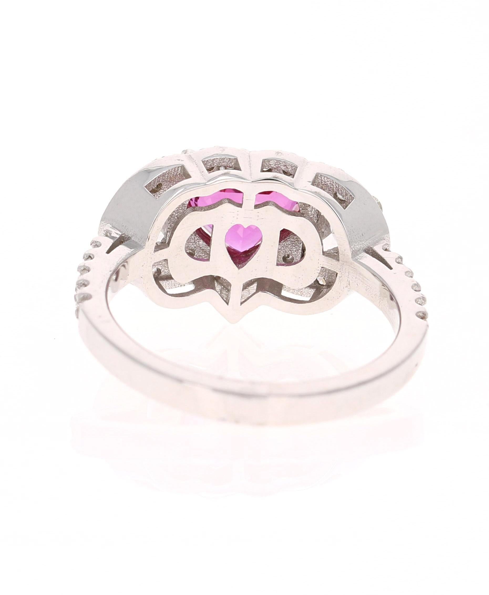 GIA Certified 2.80 Carat Heart Cut Ruby Diamond 18 Karat White Gold Ring