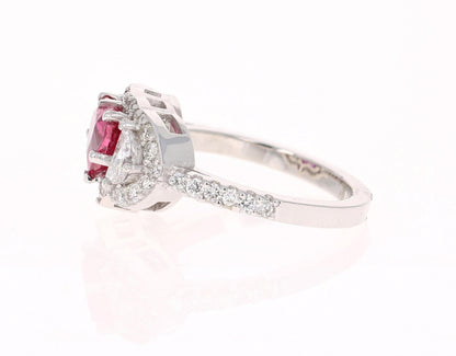 GIA Certified 2.80 Carat Heart Cut Ruby Diamond 18 Karat White Gold Ring