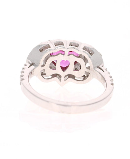 GIA Certified 2.80 Carat Heart Cut Ruby Diamond 18 Karat White Gold Ring