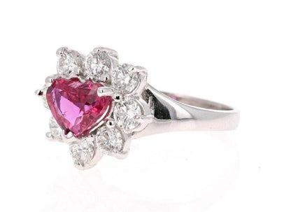 GIA Certified 2.89 Carat Heart Cut Ruby Diamond Ring 18 Karat White Gold