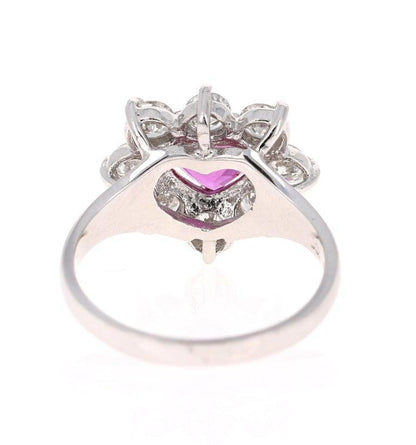 GIA Certified 2.89 Carat Heart Cut Ruby Diamond Ring 18 Karat White Gold