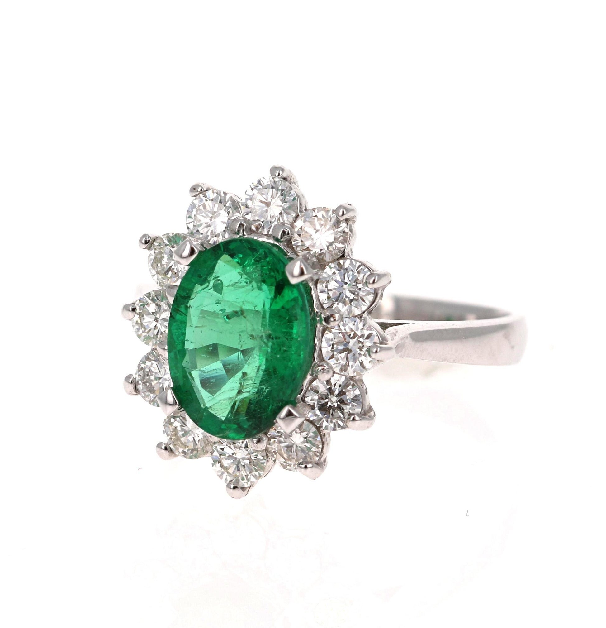 GIA Certified 2.99 Carat Emerald Diamond 18 Karat White Gold Engagement Ring