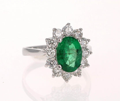 GIA Certified 2.99 Carat Emerald Diamond 18 Karat White Gold Engagement Ring