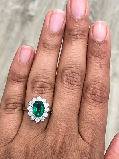 GIA Certified 2.99 Carat Emerald Diamond 18 Karat White Gold Engagement Ring