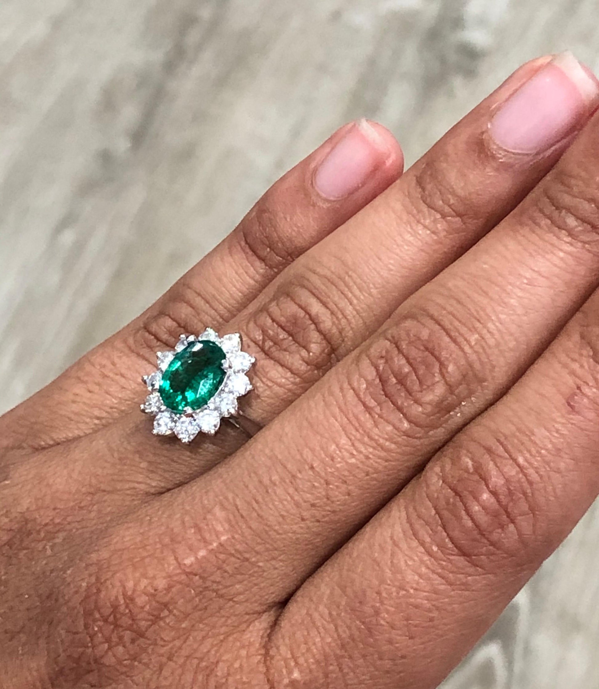 GIA Certified 2.99 Carat Emerald Diamond 18 Karat White Gold Engagement Ring